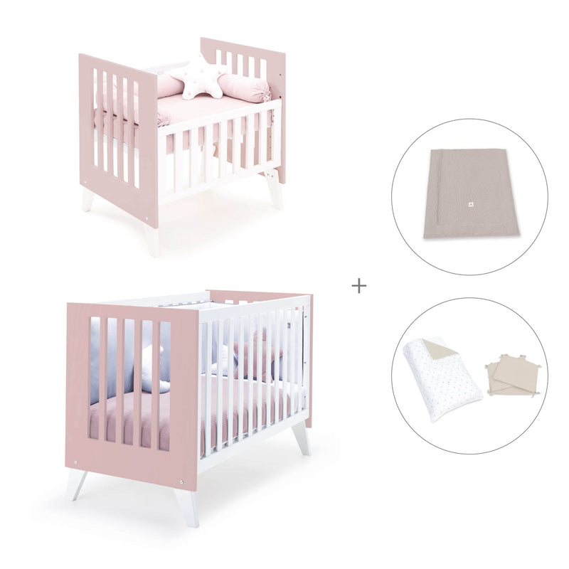 Berceau et lit bébé tout en un (7en1) blanc/rose clair · Nexo Tre Flamingo