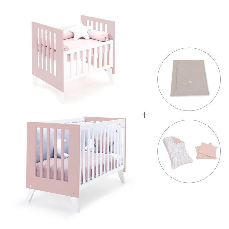 Berceau et lit bébé tout en un (7en1) blanc/rose clair · Nexo Tre Flamingo