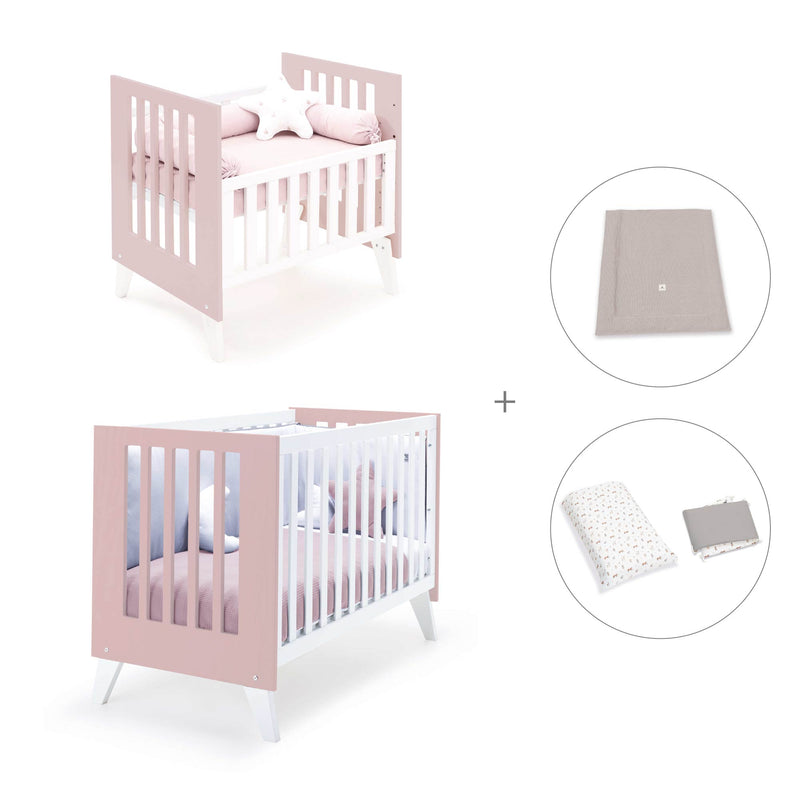 Berceau et lit bébé tout en un (7en1) blanc/rose clair · Nexo Tre Flamingo