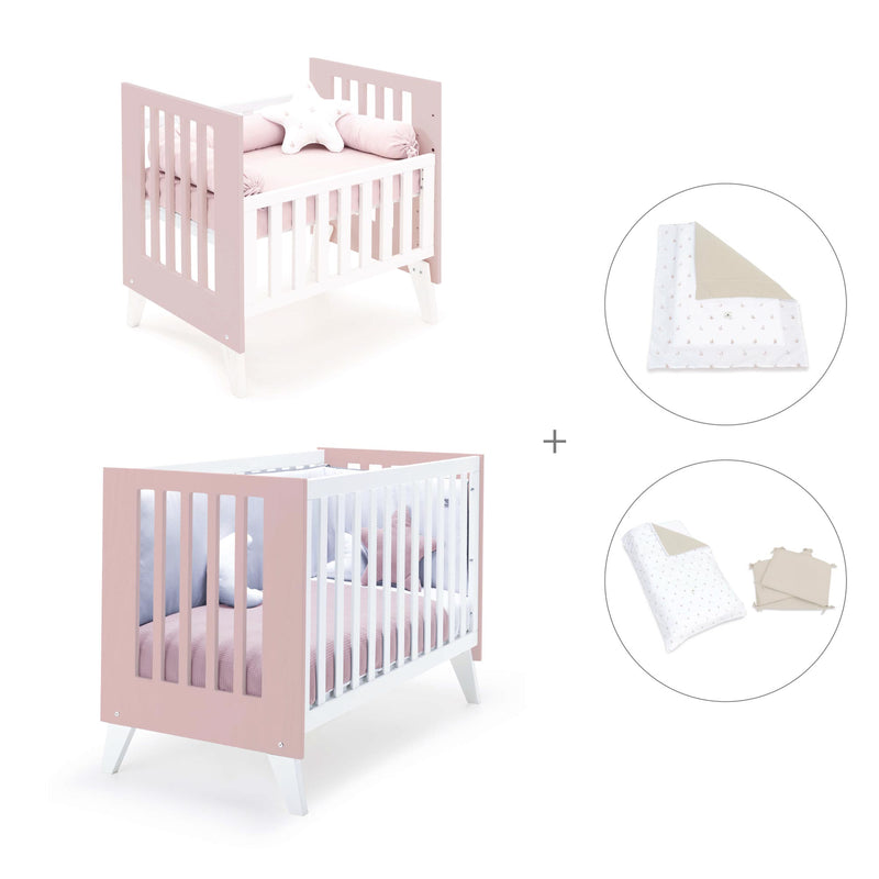 Berceau et lit bébé tout en un (7en1) blanc/rose clair · Nexo Tre Flamingo