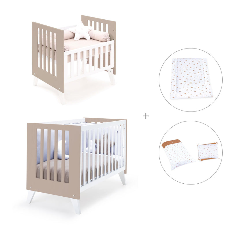 Berceau et lit bébé tout en un (7en1) blanc/beige · Nexo Tre Arena