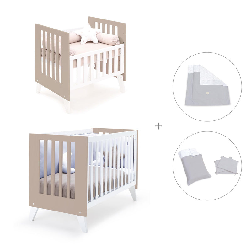 Berceau et lit bébé tout en un (7en1) blanc/beige · Nexo Tre Arena