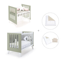 Berceau et lit bébé tout en un (7en1) blanc/vert-olive · Nexo Tre Erba