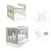 Berceau et lit bébé tout en un (7en1) blanc/vert-olive · Nexo Tre Erba