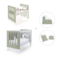Berceau et lit bébé tout en un (7en1) blanc/vert-olive · Nexo Tre Erba