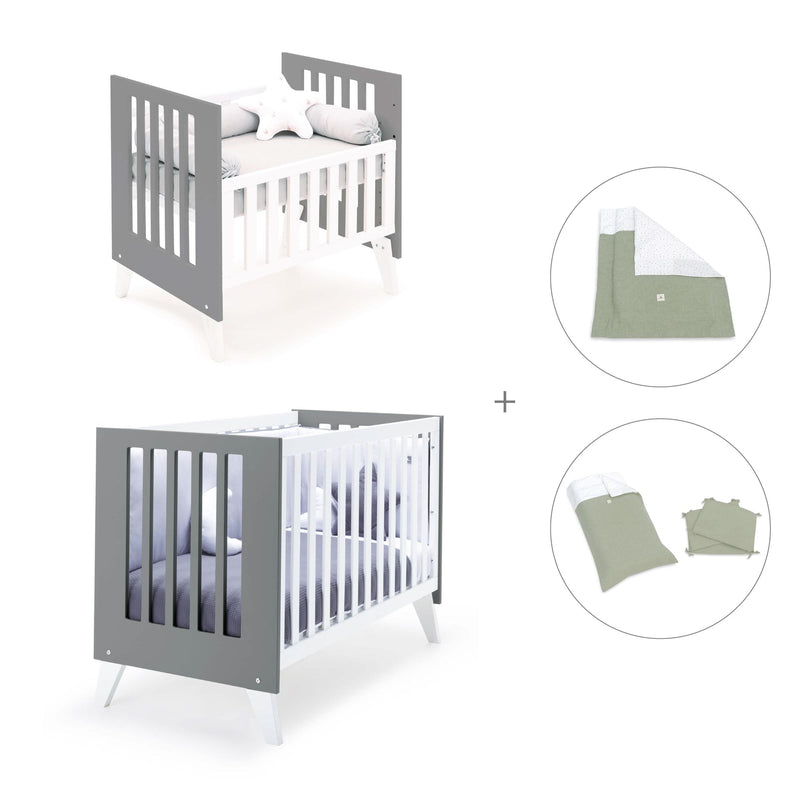 Berceau et lit bébé tout en un (7en1) blanc/antracite · Nexo Tre Antracita