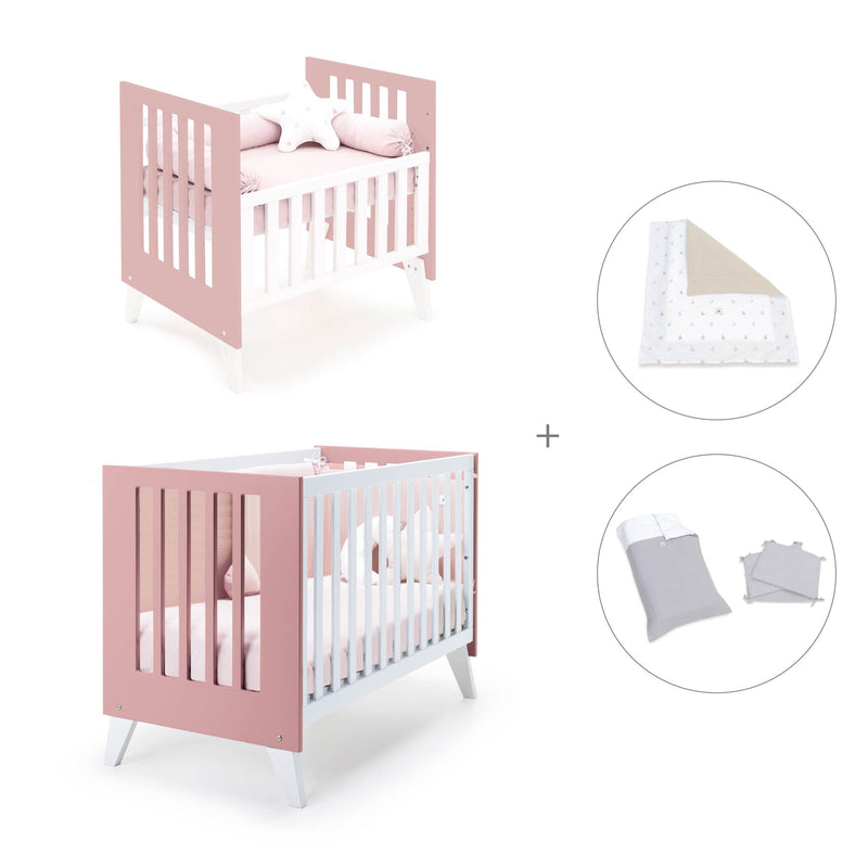 Berceau et lit bébé tout en un (7en1) blanc/rose · Nexo Tre Quarzo