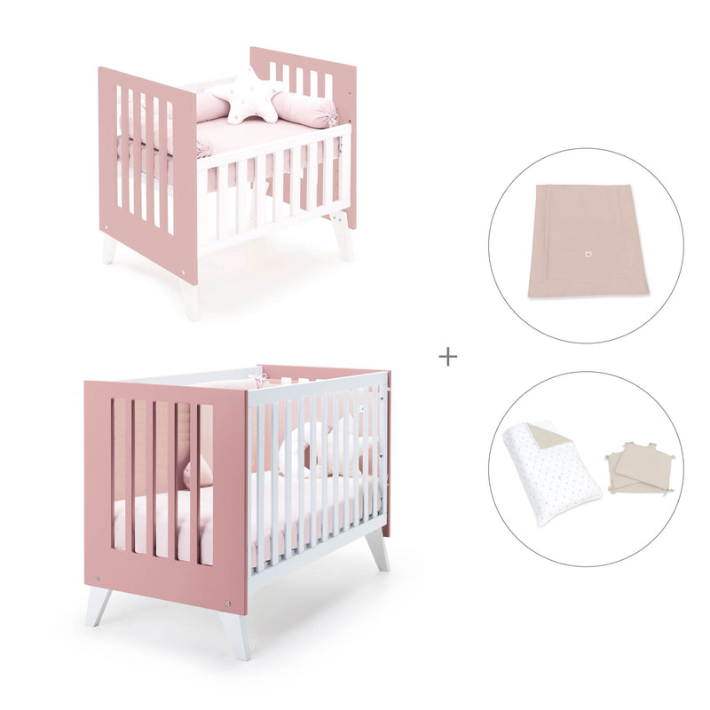 Berceau et lit bébé tout en un (7en1) blanc/rose · Nexo Tre Quarzo