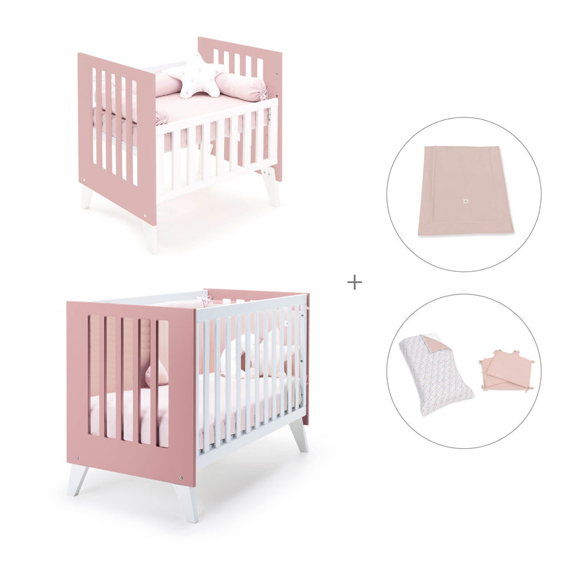 Berceau et lit bébé tout en un (7en1) blanc/rose · Nexo Tre Quarzo