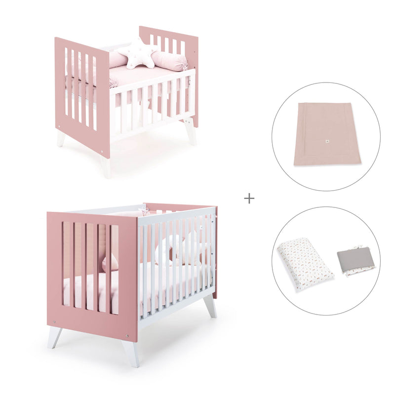 Berceau et lit bébé tout en un (7en1) blanc/rose · Nexo Tre Quarzo