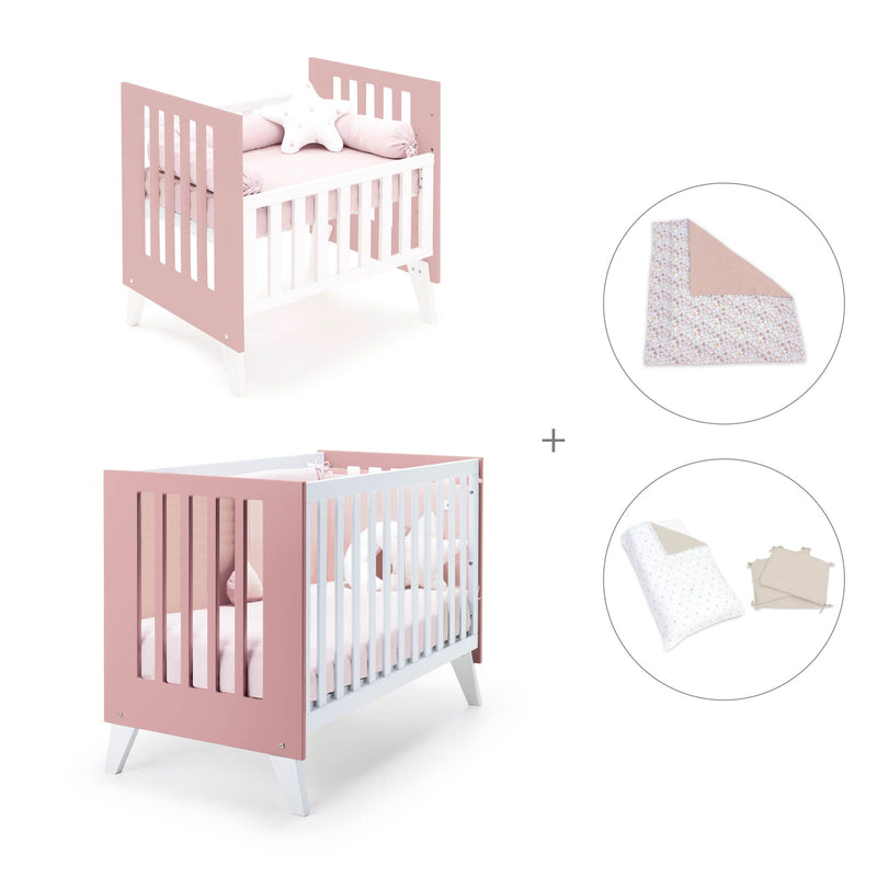 Berceau et lit bébé tout en un (7en1) blanc/rose · Nexo Tre Quarzo