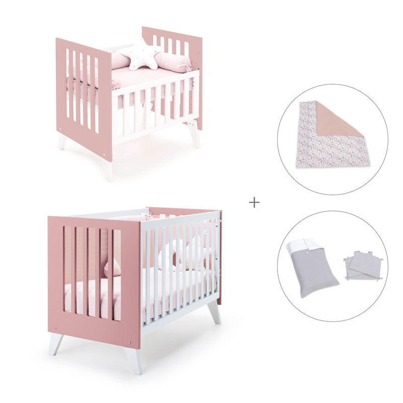 Berceau et lit bébé tout en un (7en1) blanc/rose · Nexo Tre Quarzo
