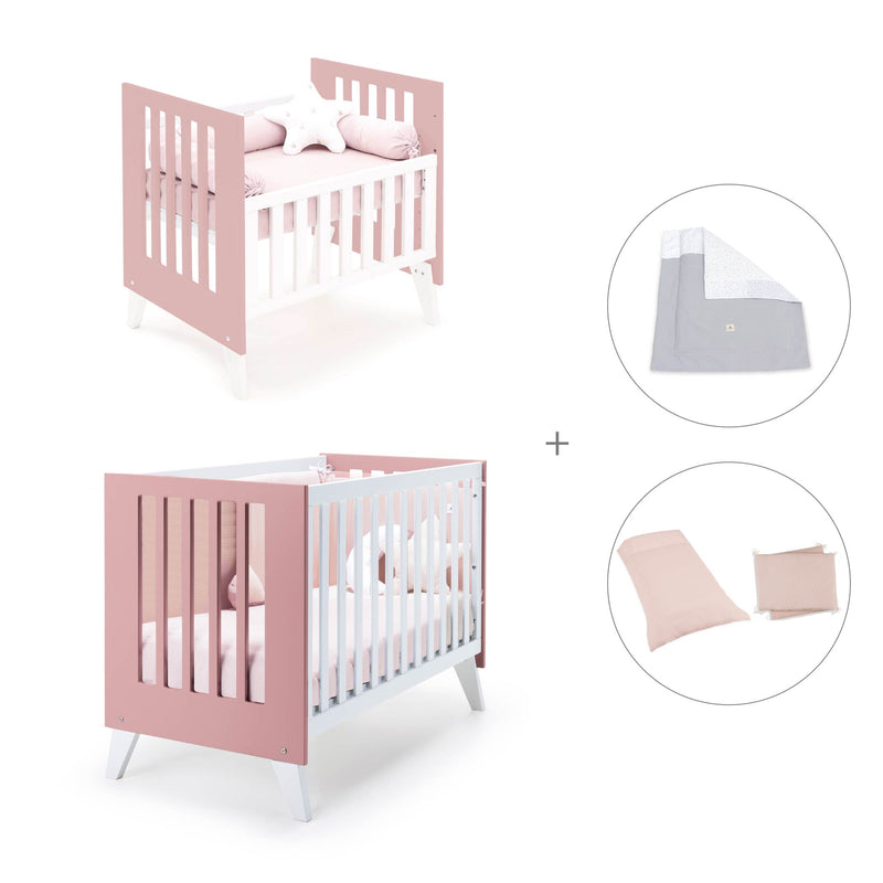 Berceau et lit bébé tout en un (7en1) blanc/rose · Nexo Tre Quarzo
