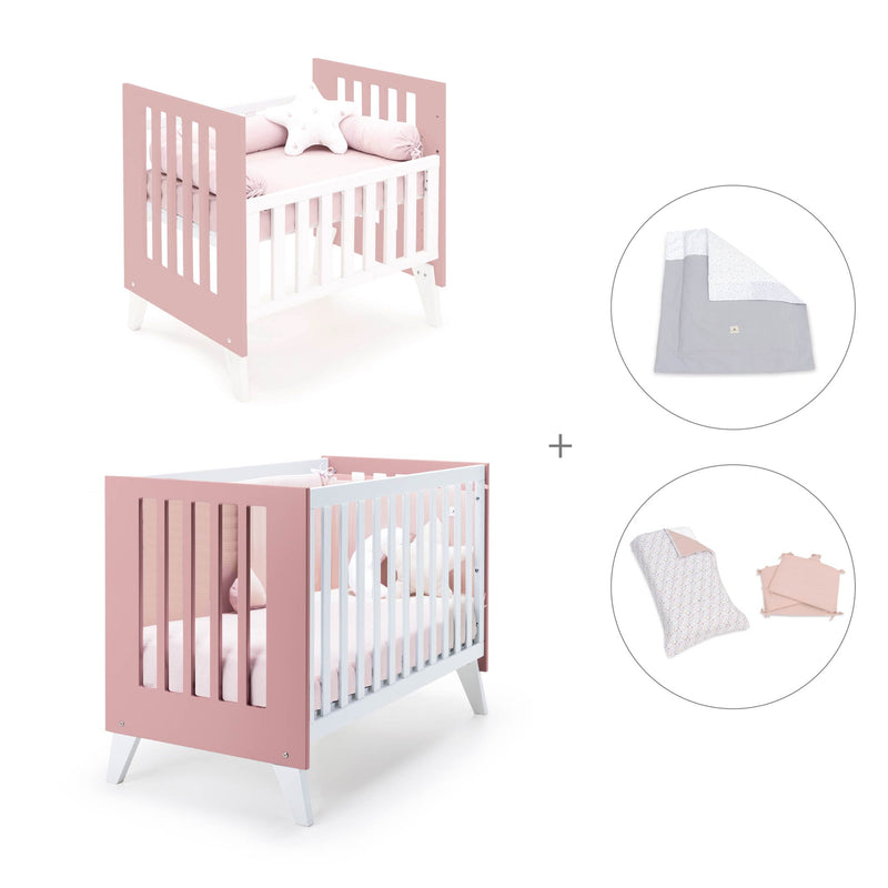 Berceau et lit bébé tout en un (7en1) blanc/rose · Nexo Tre Quarzo