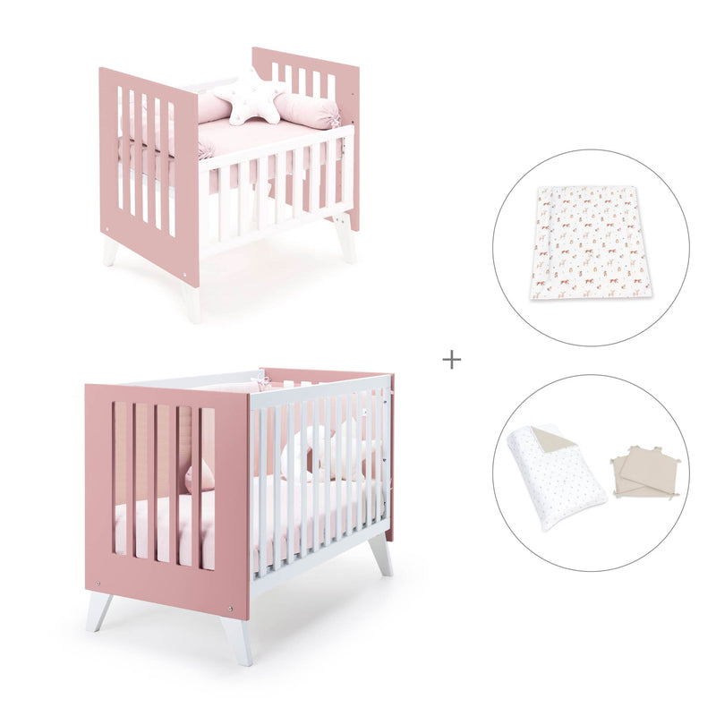 Berceau et lit bébé tout en un (7en1) blanc/rose · Nexo Tre Quarzo