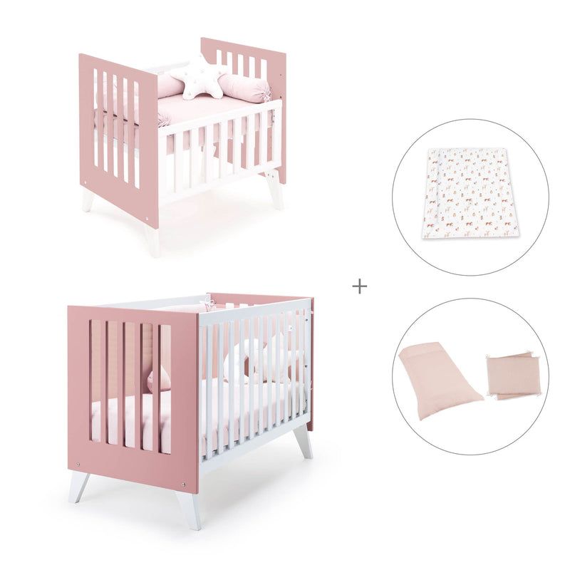 Berceau et lit bébé tout en un (7en1) blanc/rose · Nexo Tre Quarzo