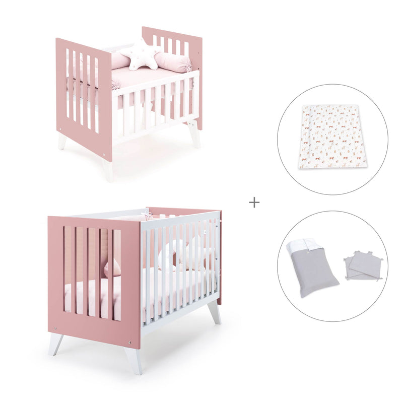 Berceau et lit bébé tout en un (7en1) blanc/rose · Nexo Tre Quarzo