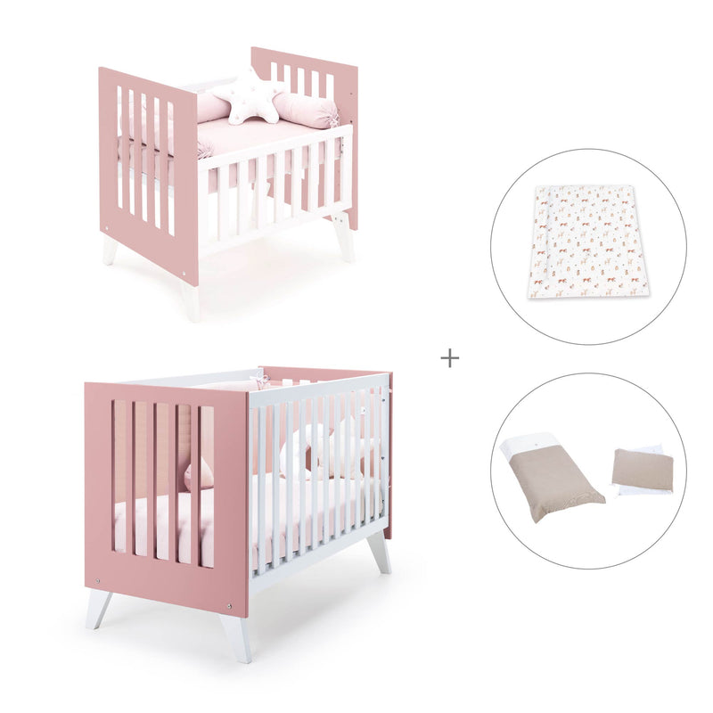 Berceau et lit bébé tout en un (7en1) blanc/rose · Nexo Tre Quarzo