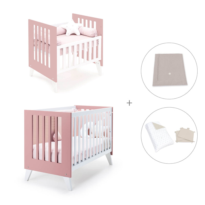 Berceau et lit bébé tout en un (7en1) blanc/rose · Nexo Tre Quarzo