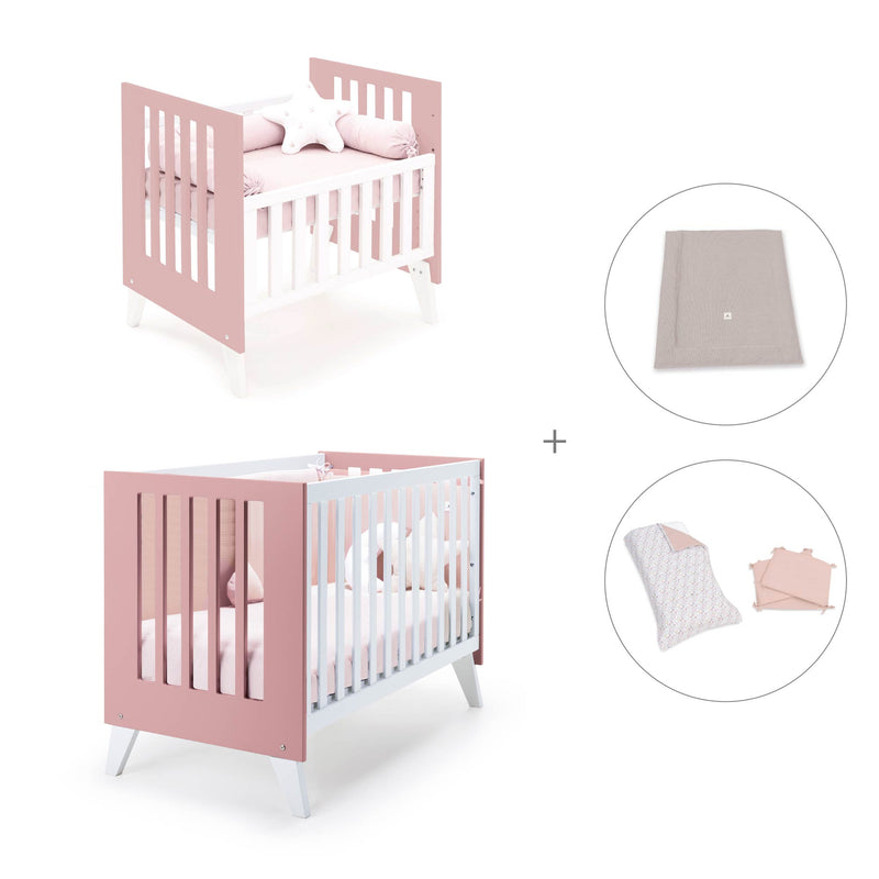 Berceau et lit bébé tout en un (7en1) blanc/rose · Nexo Tre Quarzo
