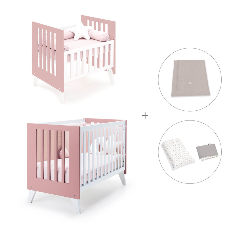 Berceau et lit bébé tout en un (7en1) blanc/rose · Nexo Tre Quarzo