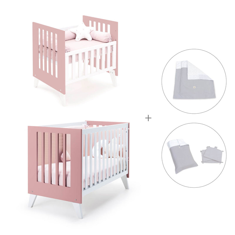 Berceau et lit bébé tout en un (7en1) blanc/rose · Nexo Tre Quarzo