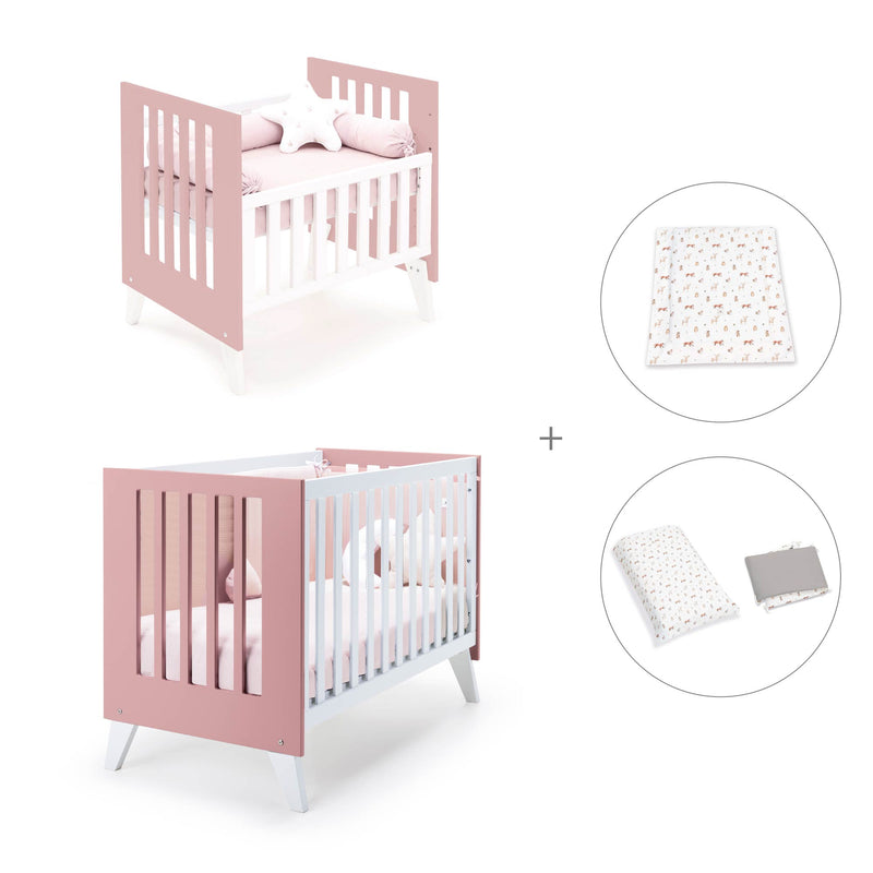Berceau et lit bébé tout en un (7en1) blanc/rose · Nexo Tre Quarzo