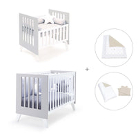 Berceau et lit bébé tout en un (7en1) blanc/gris · Nexo Tre Grey