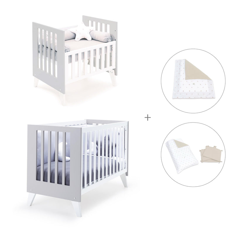 Berceau et lit bébé tout en un (7en1) blanc/gris · Nexo Tre Grey