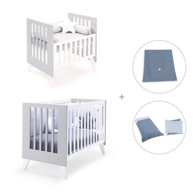 Berceau et lit bébé tout en un (7en1) blanc/gris · Nexo Tre Grey