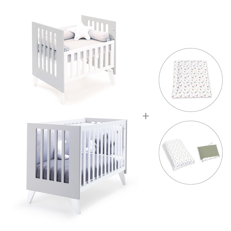 Berceau et lit bébé tout en un (7en1) blanc/gris · Nexo Tre Grey