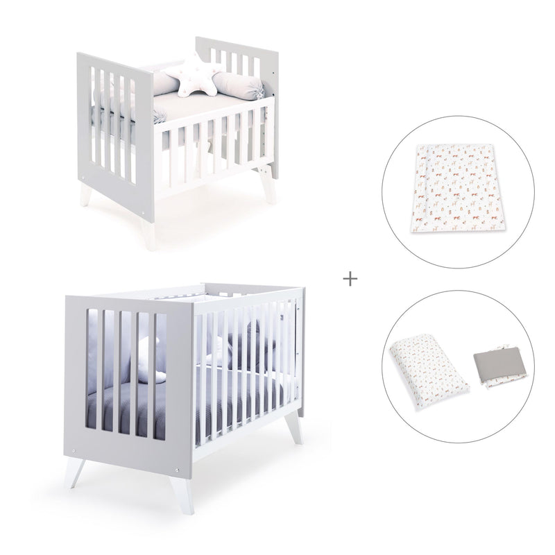 Berceau et lit bébé tout en un (7en1) blanc/gris · Nexo Tre Grey