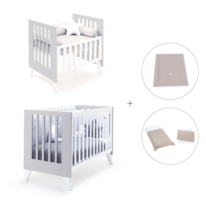 Berceau et lit bébé tout en un (7en1) blanc/gris · Nexo Tre Grey