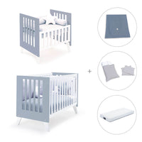 Mini berço e berço todo en uno (7em1) branco/azul · Nexo Tre Blu denim