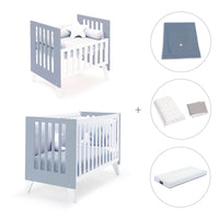 Mini berço e berço todo en uno (7em1) branco/azul · Nexo Tre Blu denim