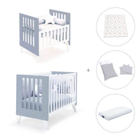 Mini berço e berço todo en uno (7em1) branco/azul · Nexo Tre Blu denim