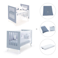 Mini berço e berço todo en uno (7em1) branco/azul · Nexo Tre Blu denim