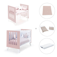 Berceau et lit bébé tout en un (7en1) blanc/rose clair · Nexo Tre Flamingo