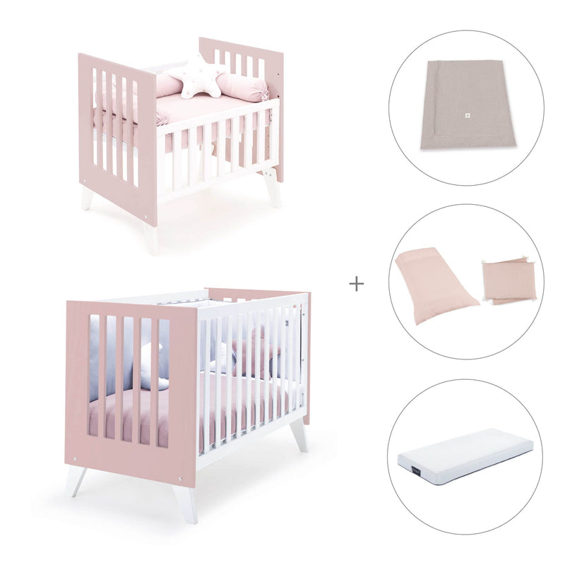 Berceau et lit bébé tout en un (7en1) blanc/rose clair · Nexo Tre Flamingo