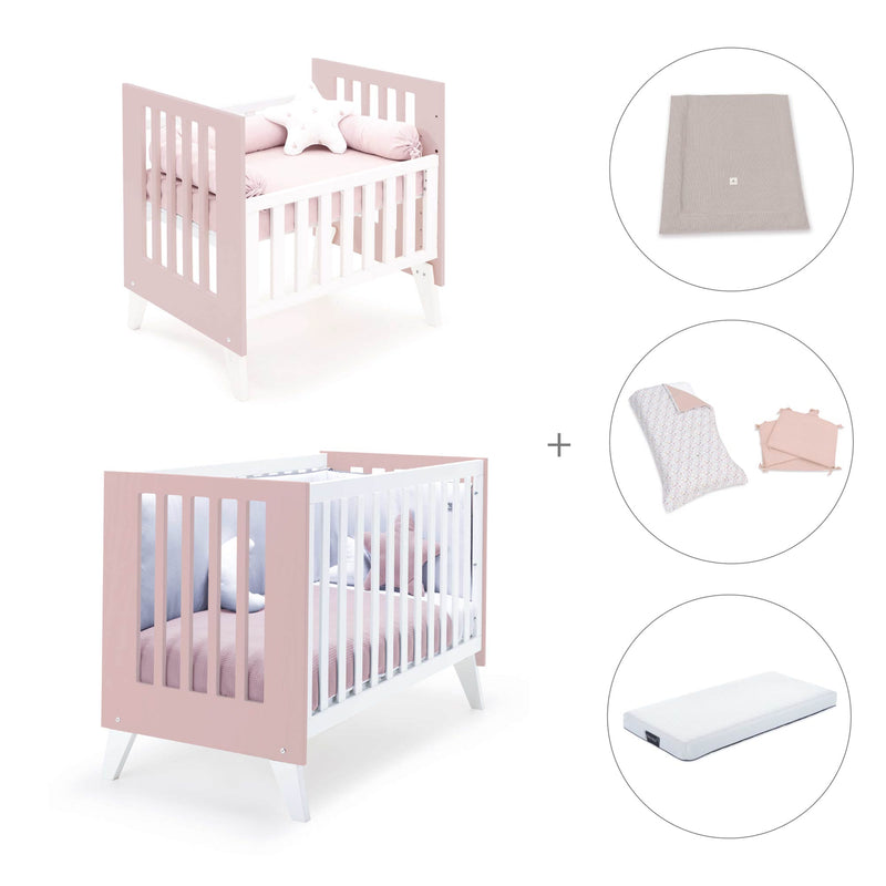 Berceau et lit bébé tout en un (7en1) blanc/rose clair · Nexo Tre Flamingo