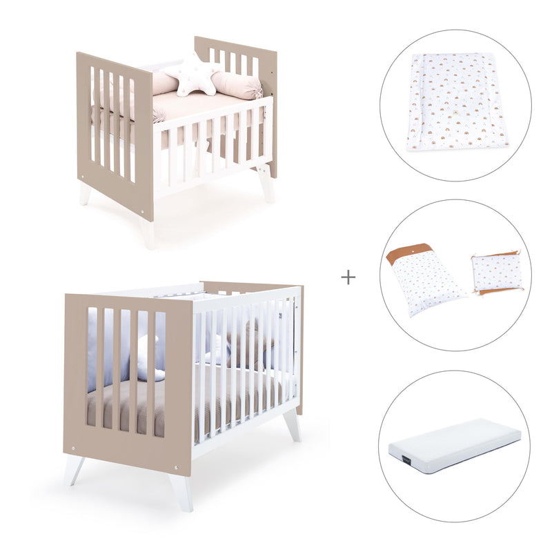 Berceau et lit bébé tout en un (7en1) blanc/beige · Nexo Tre Arena
