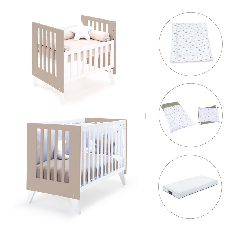 Berceau et lit bébé tout en un (7en1) blanc/beige · Nexo Tre Arena