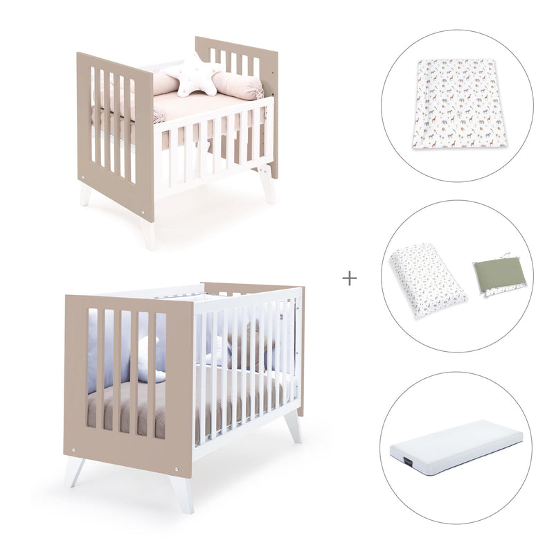 Berceau et lit bébé tout en un (7en1) blanc/beige · Nexo Tre Arena