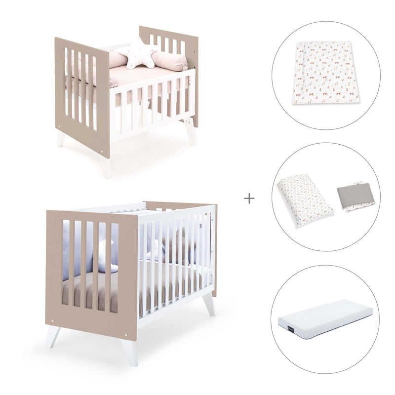 Berceau et lit bébé tout en un (7en1) blanc/beige · Nexo Tre Arena