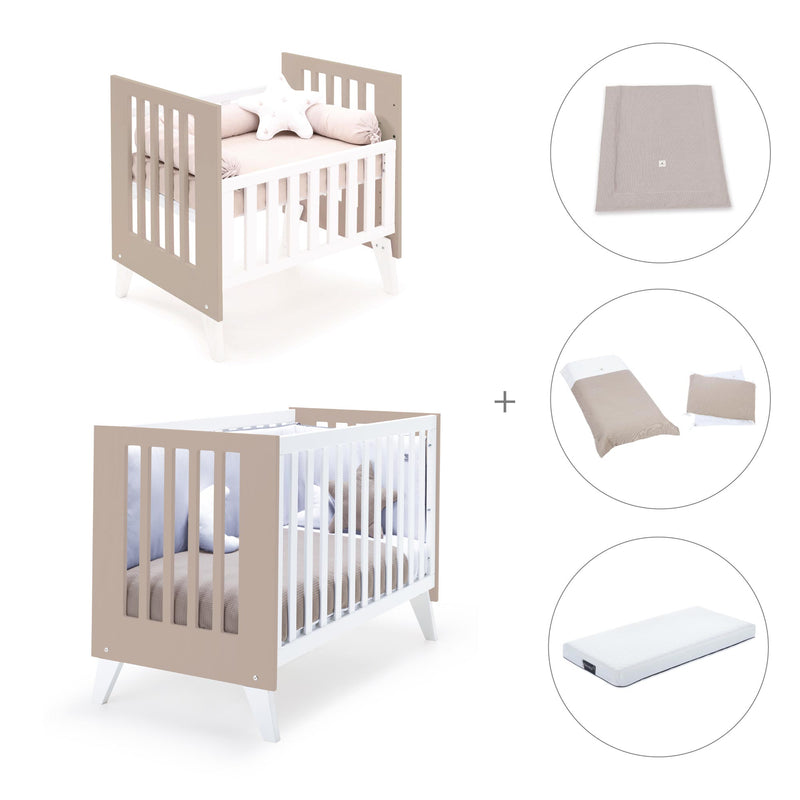 Berceau et lit bébé tout en un (7en1) blanc/beige · Nexo Tre Arena