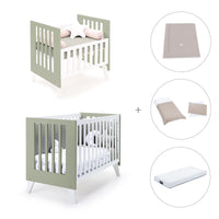 Berceau et lit bébé tout en un (7en1) blanc/vert-olive · Nexo Tre Erba