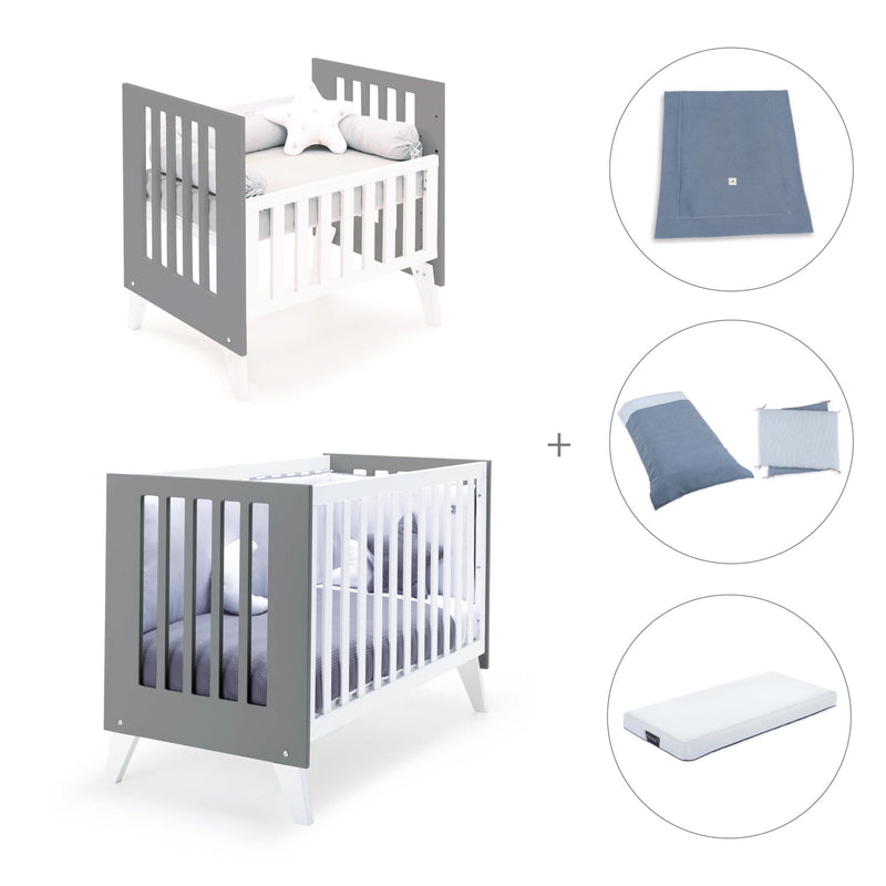 Berceau et lit bébé tout en un (7en1) blanc/antracite · Nexo Tre Antracita