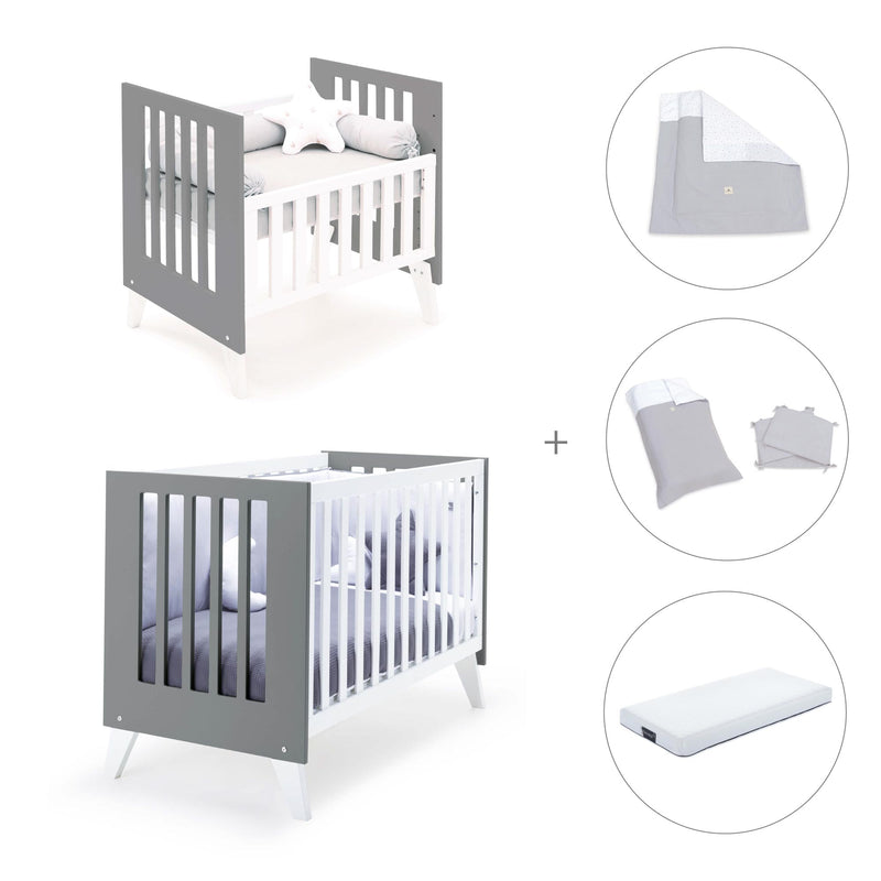Berceau et lit bébé tout en un (7en1) blanc/antracite · Nexo Tre Antracita