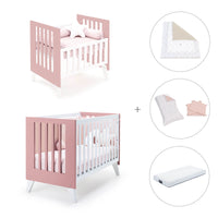 Berceau et lit bébé tout en un (7en1) blanc/rose · Nexo Tre Quarzo