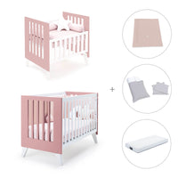 Berceau et lit bébé tout en un (7en1) blanc/rose · Nexo Tre Quarzo